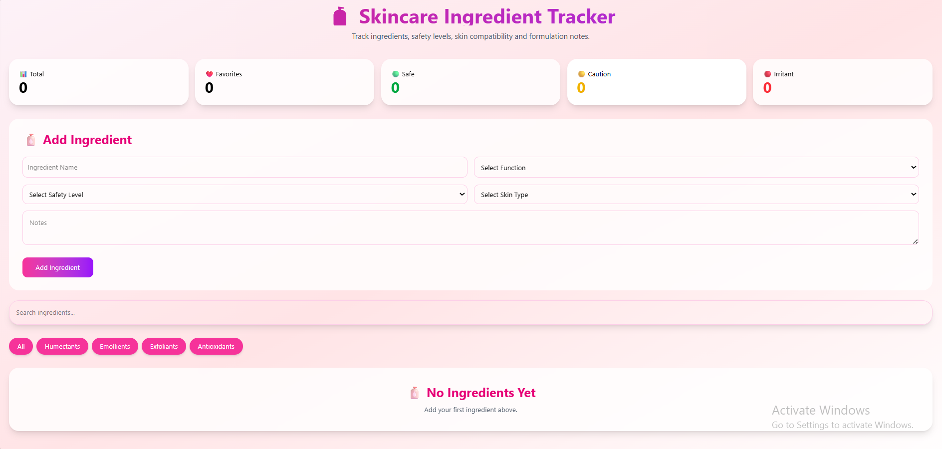 Skincare Ingredient Tracker