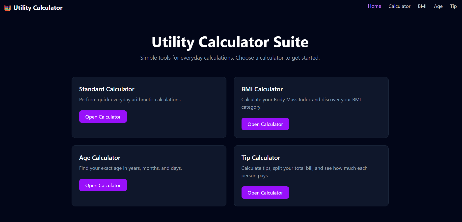 Utility Calculator Suite